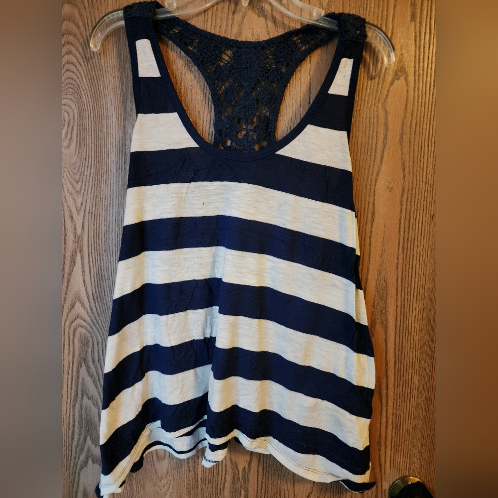 Blue and white tank